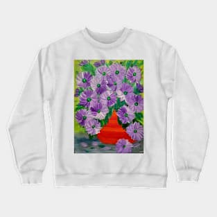 A  beautiful bouquet of mixed flowers in a metallic red vase Crewneck Sweatshirt